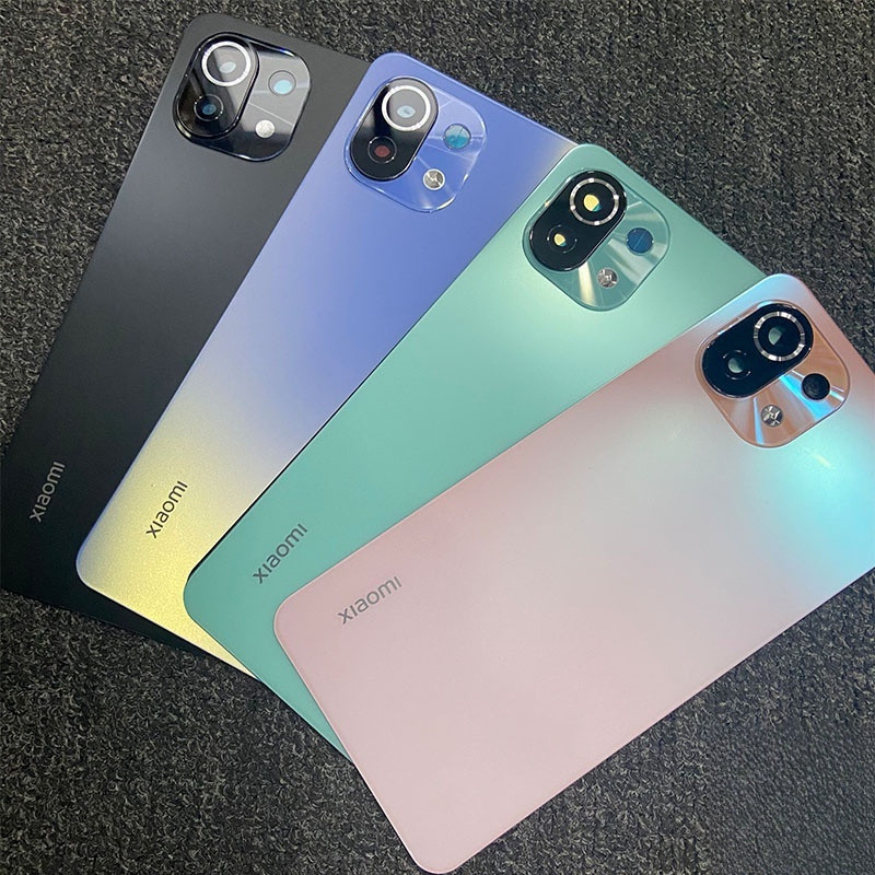 6.55 & quot ; Para Xiaomi Mi 11 Lite Voltar Bateria Capa Painel De Vidro Porta Traseira Habitação Caso Com Lente Da Câme
