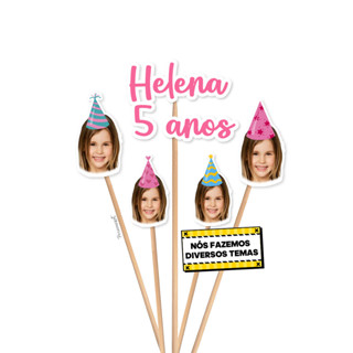 Topo de Bolo Aplique Topper de bolo Personalizado Toppers com Foto decoração rostinho Menina em Oferta na Shopee