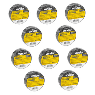 Kit com 10 Fitas Isolantes, 19,0 mm x 5 Metros  Pretas -VONDER em Oferta na Shopee