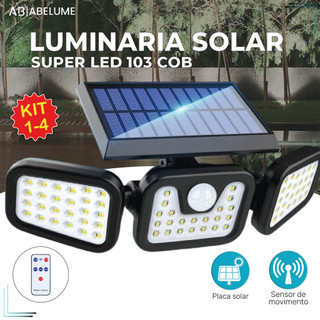 variação de 1 a 4 itens Luminária Solar Led 10W com Sensor de Movimento Luz Fria Ajustável para ambientes externos