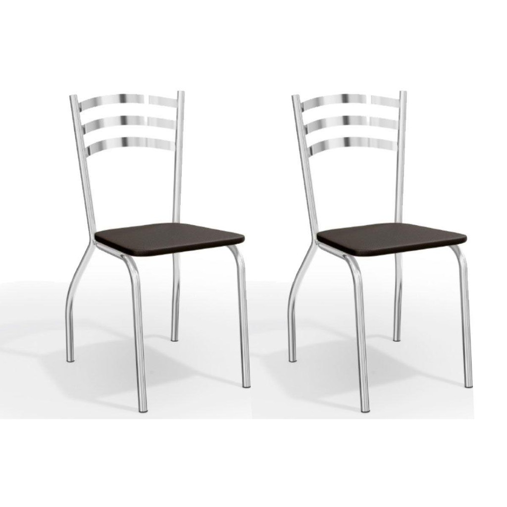 Cadeira Sala de Jantar Portugal2C007CR Aço Kit 2 Uni Cromado/Courano Preto Kappesberg em Oferta na Shopee