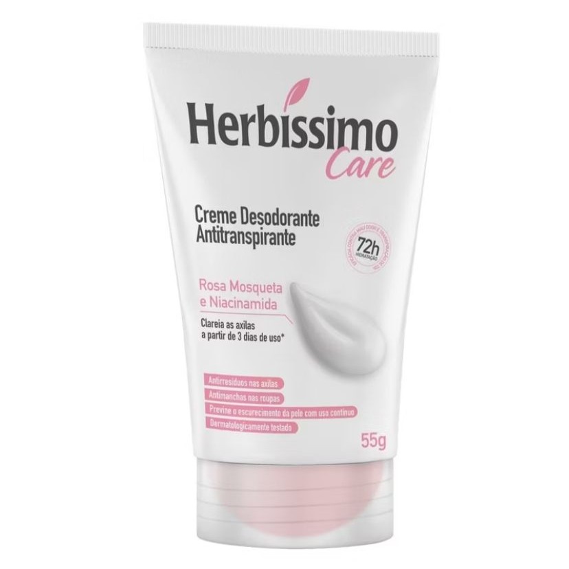 Creme Desodorante Antitranspirante Herbíssimo Rosa Mosqueta e Niacinamida 55g