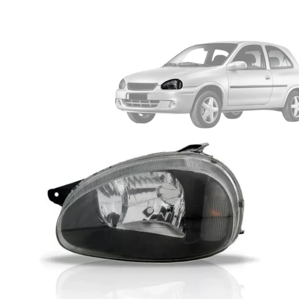 Farol Esquerdo Corsa Wind 95 a 2009 Mascara Negra lente Acrilico