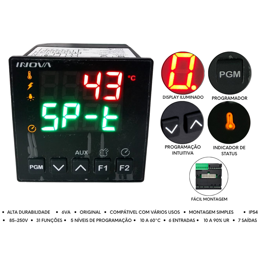 Controlador Inv-yb1-11-j-h-f Temperatura E Tempo Forno 220v