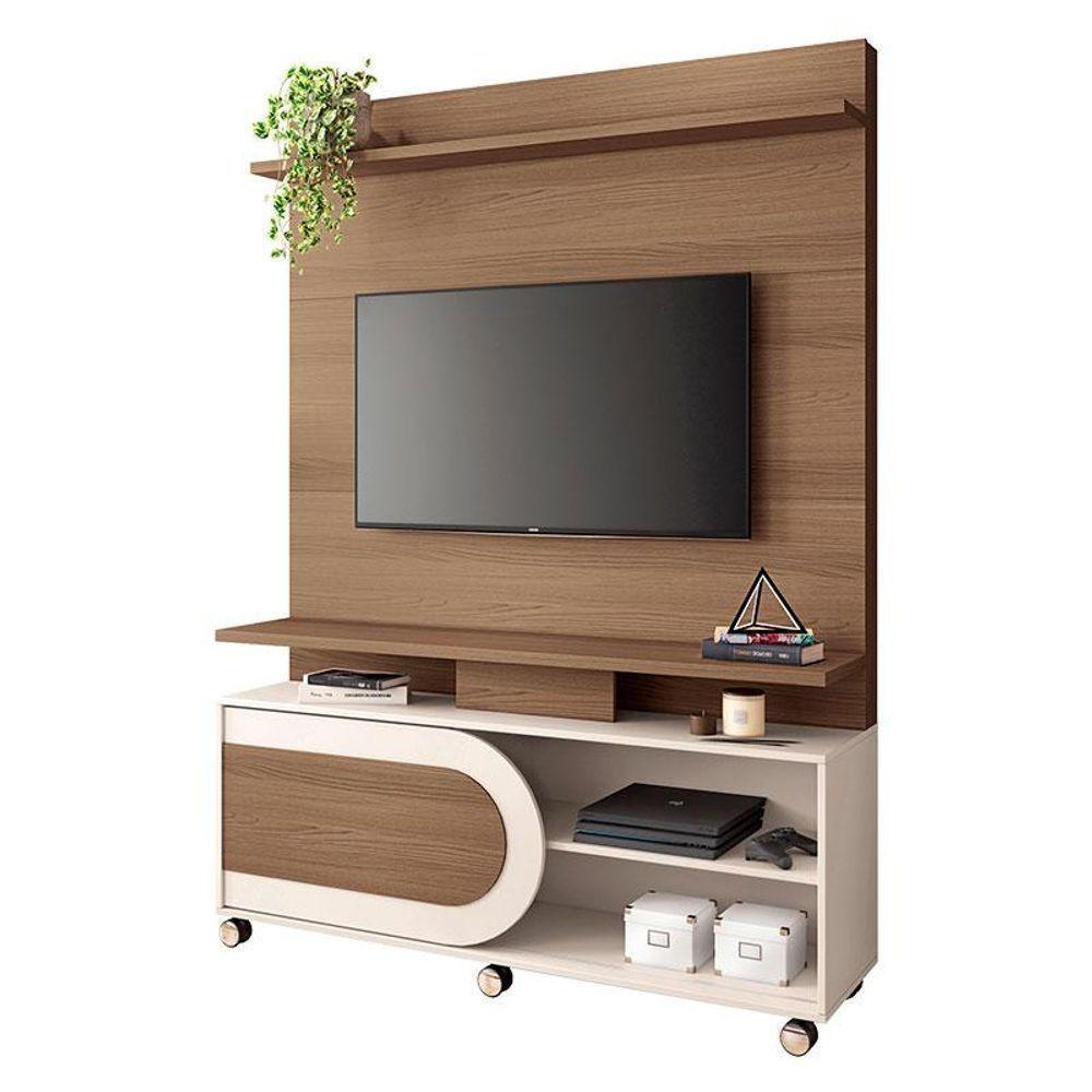 Estante Home Theater órbis Castanho Off White - Hb Móveis em Oferta na Shopee