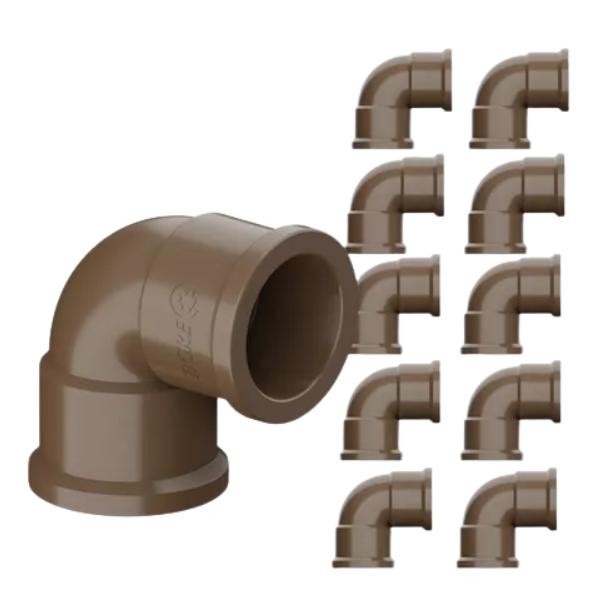 Kit 10 Joelho 90* Soldável Pvc Marrom 3/4" (25MM) Tigre