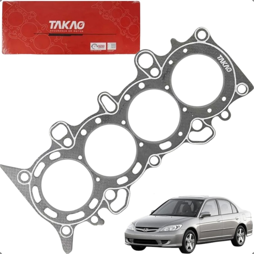 Junta Do Cabecote Takao Honda Civic 1.7 16v LX EX LXL D17a D17z 2000 A 2007 em Oferta na Shopee