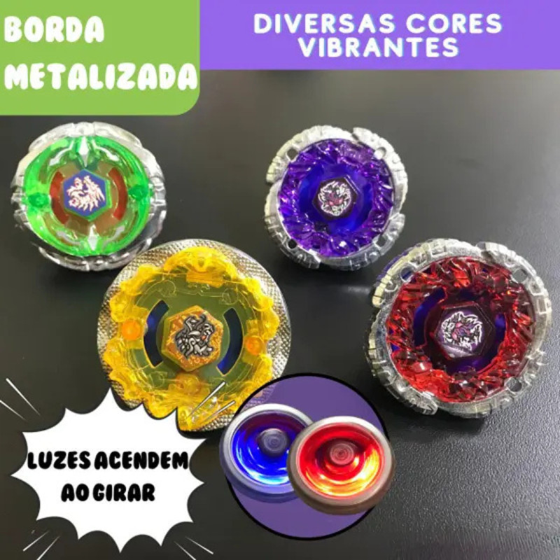 Pião Metálico com Luzes Lançador Beyblade Tornado Extreme Top System  - HM TOYS COR ALEÁTORIA