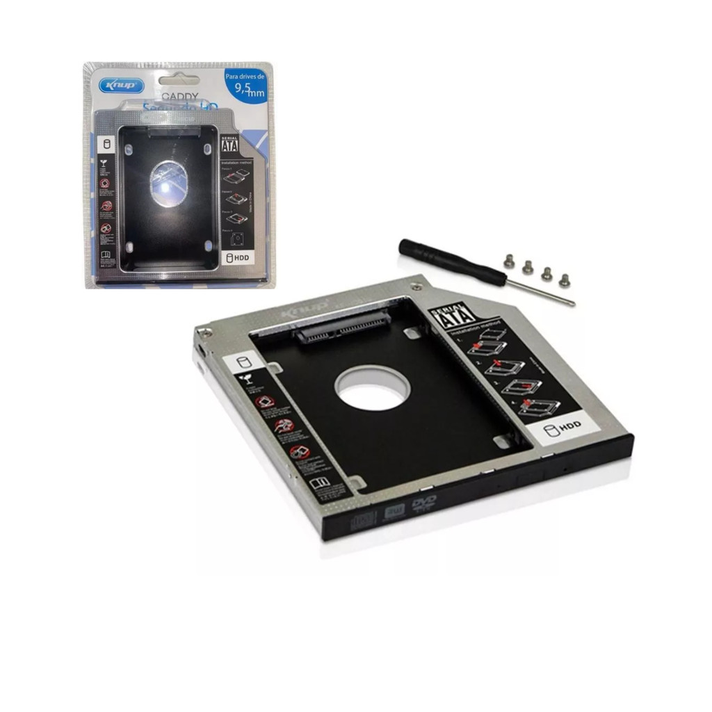 ADAPTADOR CADDY KNUP P/ DRIVES 9,5MM NOTEBOOK KPHD010