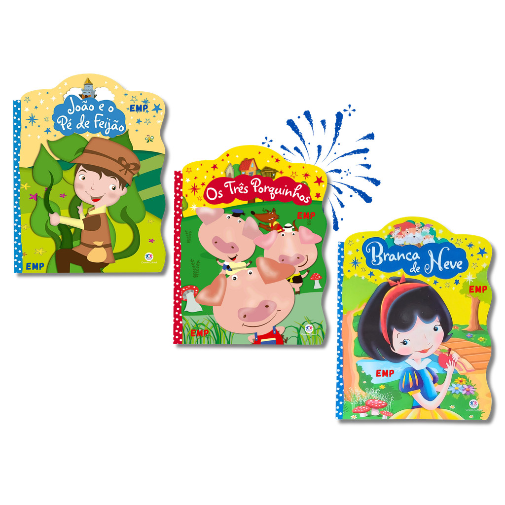 Kit Livro Infantil Clássicos Recortados João e o Pé de Feijão, Três Porquinhos e Branca Neve - Ciranda Cultural em Oferta na Shopee