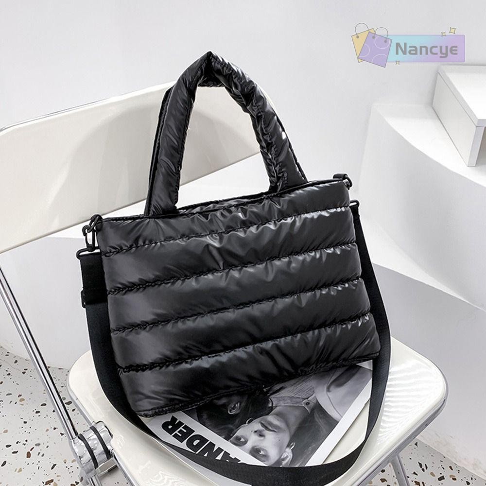 NANCYE Puffer Tote Bolsa Para Mulheres Crossbody Leve Escritório Acolchoada De Algodão em Oferta na Shopee