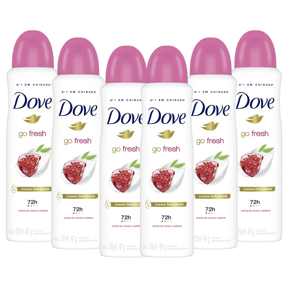 Kit 6 und Desod Aero Dove Feminino Go Fresh Romã E Verbena 150ml em Oferta na Shopee