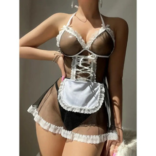 Lingerie Sexy Nova Traje De Empregada Transparente Cosplay Vestido Erótica Uniformes Feminino Bebê Boneca Pornô Sexo Ter em Oferta na Shopee