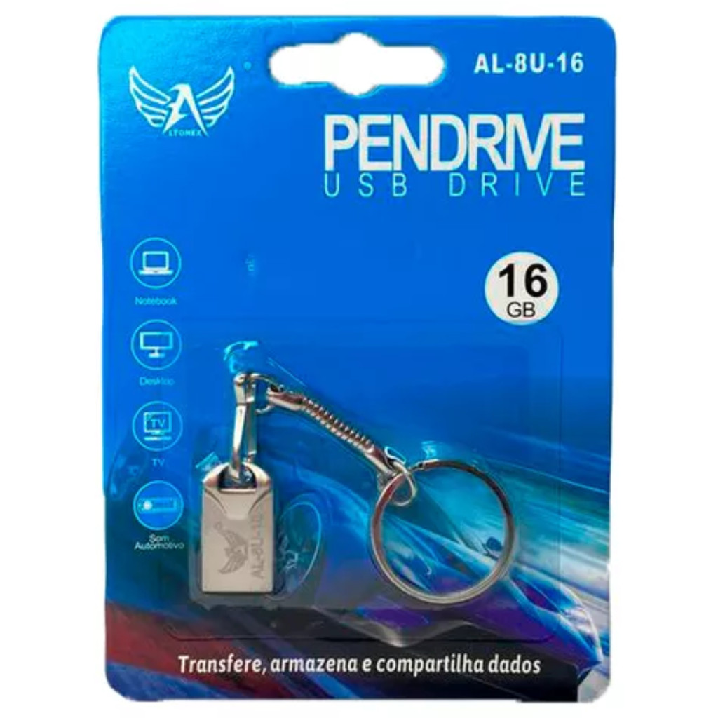 Desconto Mini Pendrive Modelo Chaveiro Metal USB original Altomex AL-8U-4GB/8GB/16GB/32GB/64GB/128GB
