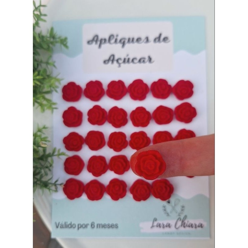 Apliques de açúcar / confeitos de açúcar mini rosas vermelhas em Oferta na Shopee