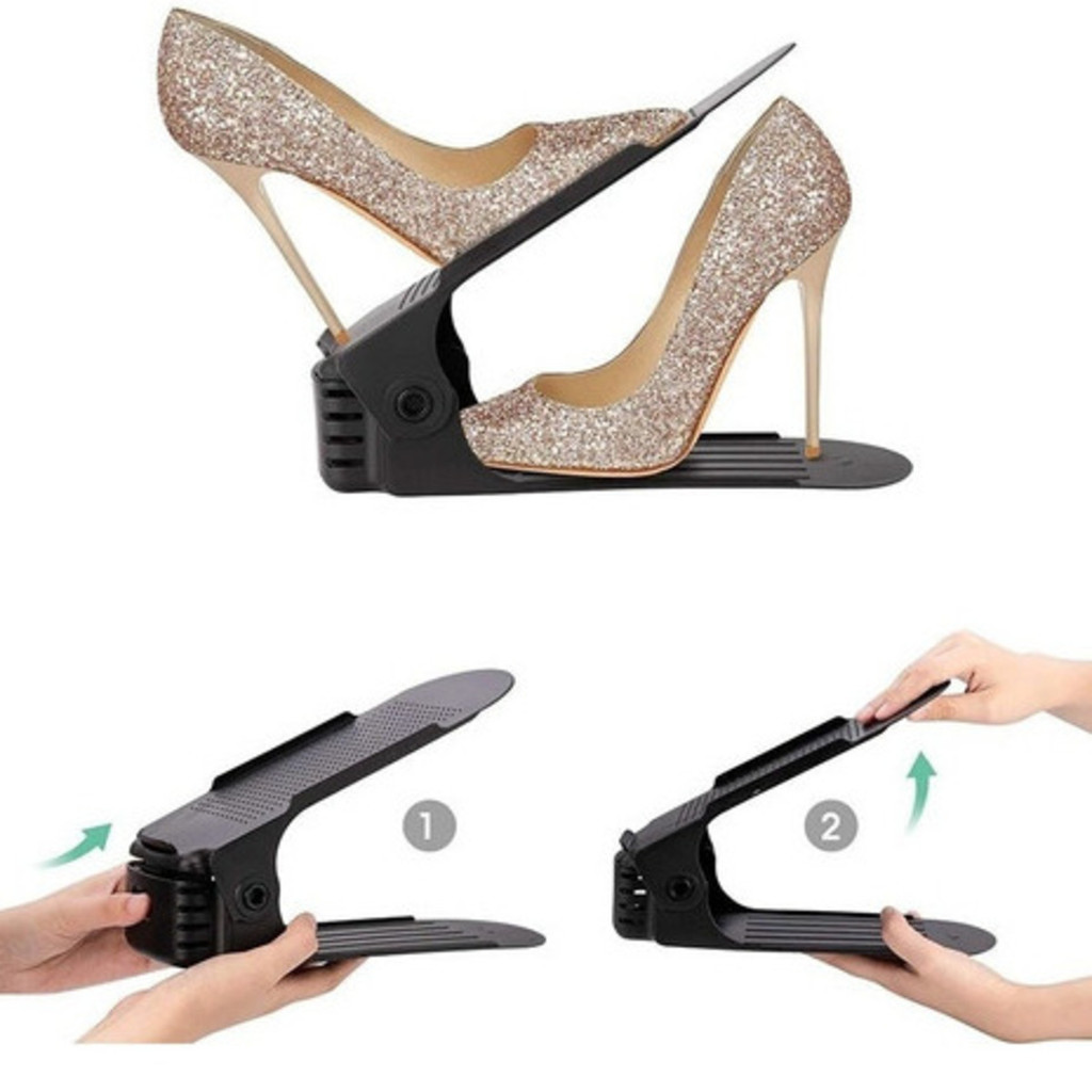 Kit 20 Organizador De Sapatos Portátil Com Regulagem De Altura Preto em Oferta na Shopee