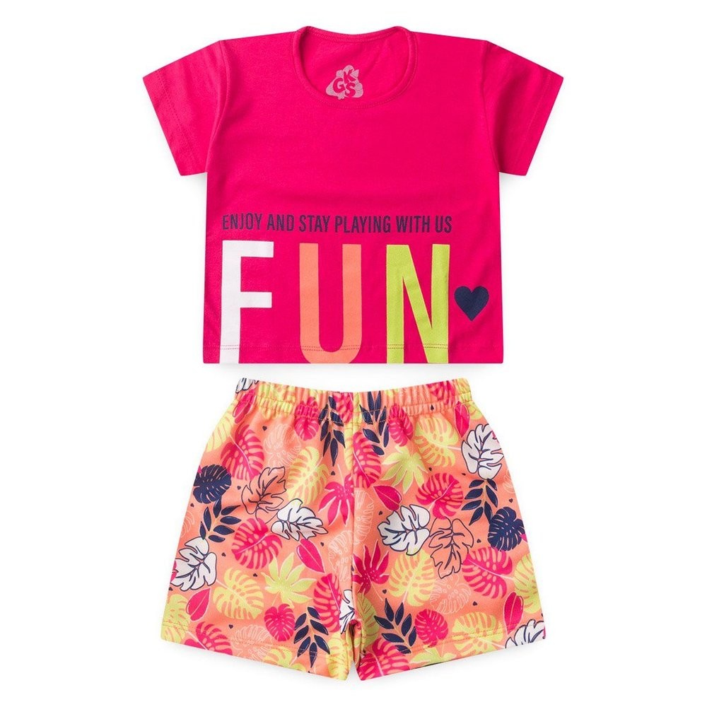 Conjunto Infantil Juvenil Verão Roupa Menina Blusa Cropped Confortável Meia Malha Shorts Moletinho Estampado Tam 4 ao 14