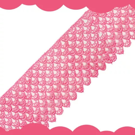 Renda Guipir CHL-160 - 8.0 Cm -  Rolo C/13.7 Metros Cor:Rosa-Chiclete