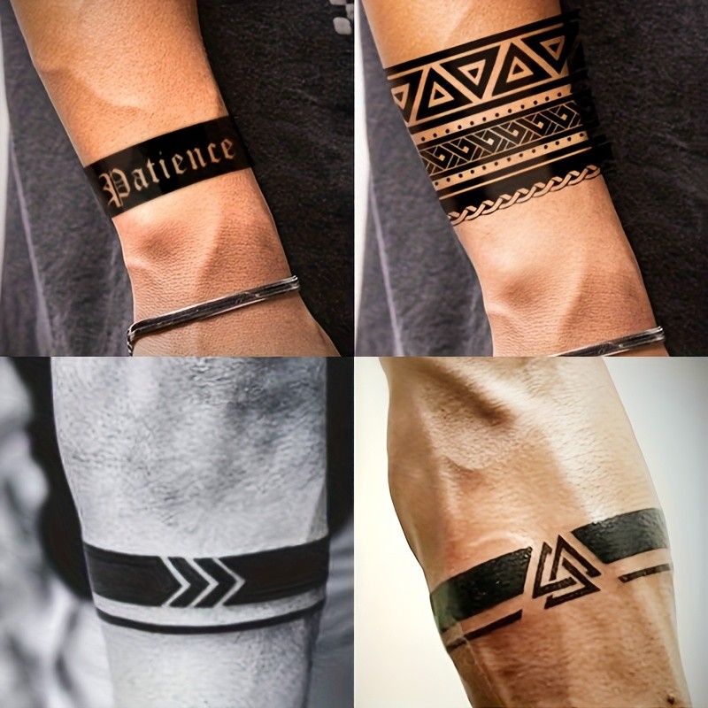 Tatuagem De Anel De Braço-Padrão De Símbolo Viking Escuro , Design Retangular Geométrico , De Longa Duração De 7 A 15 Di em Oferta na Shopee