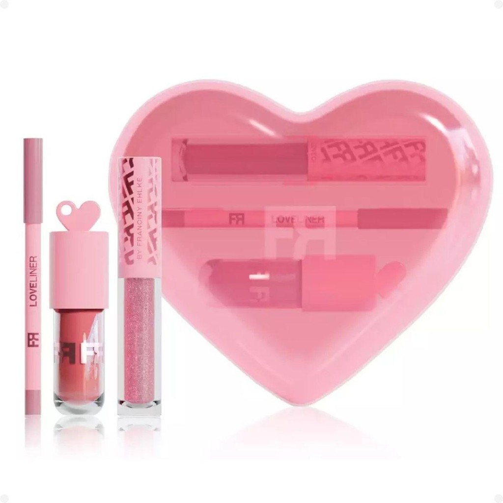 Kit Fran Lover: 1 Lápis Labial Loveliner, 2 Gloss Labial Lovechilli e Lip Love