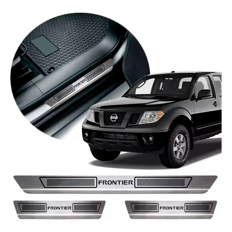 Jogo Soleira Porta Aço Inox Nissan Frontier 2008 A 2023 2024
