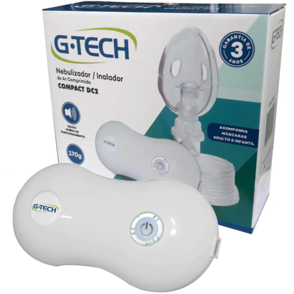 Inalador Nebulizador Portátil Baixo Ruído G-tech Compact Dc2