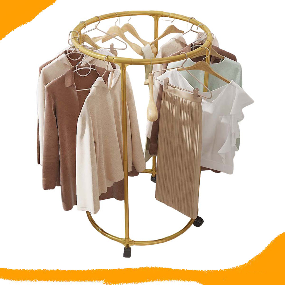 Suporte de roupas pesado, máxima de 100 kg, 130 cm, com rodas bloqueáveis, cabide de metal para roupas, dourado em Oferta na Shopee