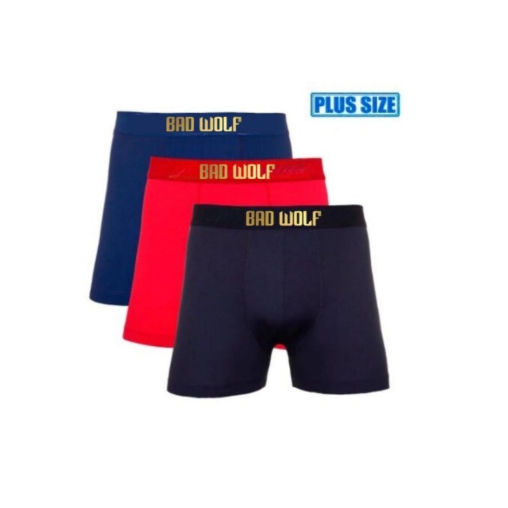 Kit C/3 Cuecas Boxer Microfibra BAD WOLF Plus Size GG1 GG2 GG3