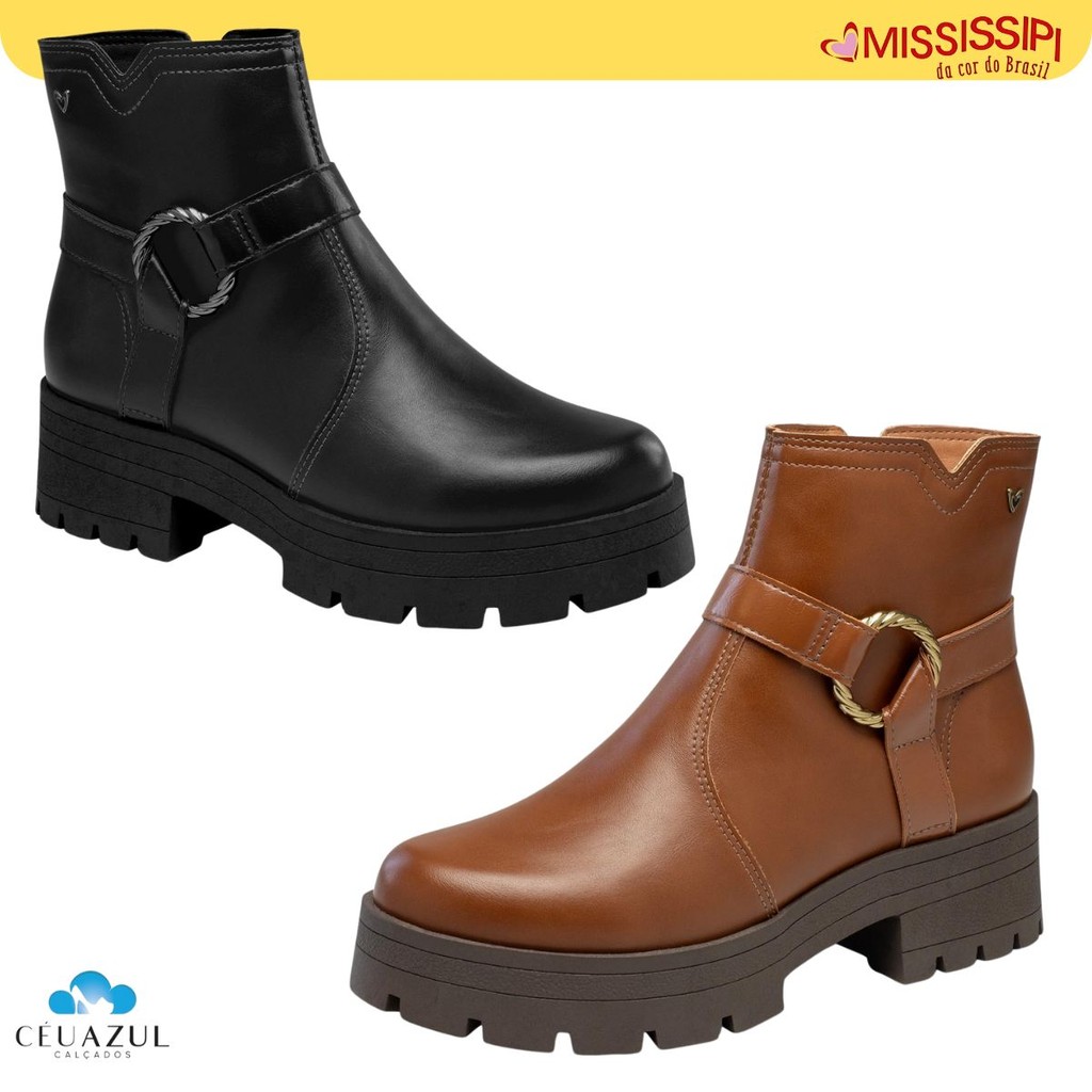 Bota Coturno Feminina Mississipi Cano Curto Tratorada Fivela em Oferta na Shopee