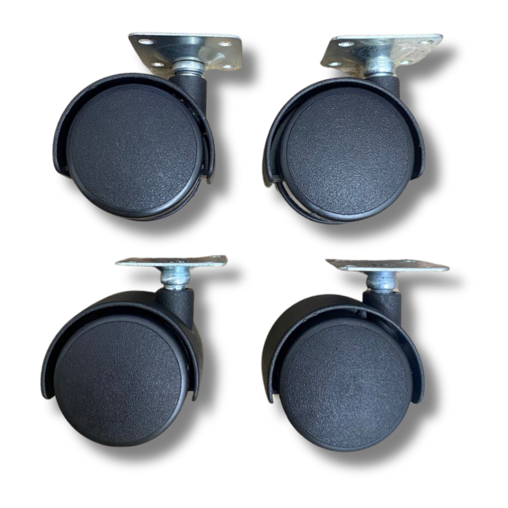 Kit C/ 4 Un Rodízio Plástico Rodinha Giratório Placa Base Aço Fixo Roda 25mm 1" Altura 45mm
