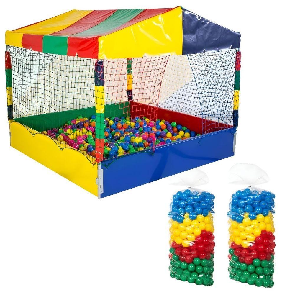 Kit Infantil Piscina De Bolinhas 1,50m Quadrada + 1000 Unidades Bolinhas Coloridas - Mom & Baby