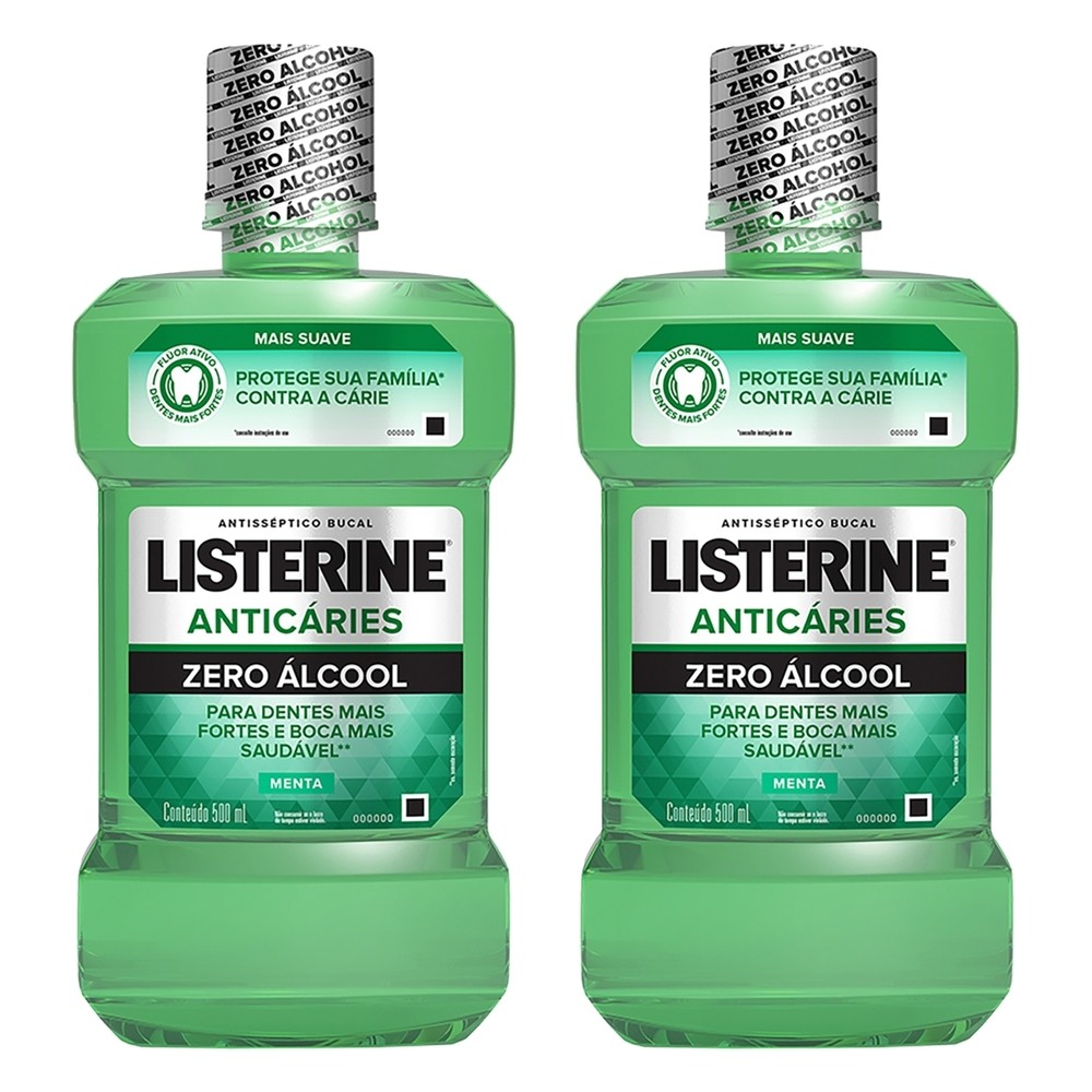Kit 2 und Antisséptico Bucal Listerine Menta Verde Zero 500ml em Oferta na Shopee