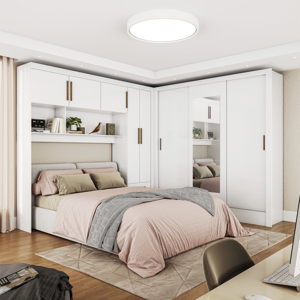 Guarda-roupa Casal Modulado 5 Portas Santiago 3 Portas com Espelho 5 Gavetas em Oferta na Shopee