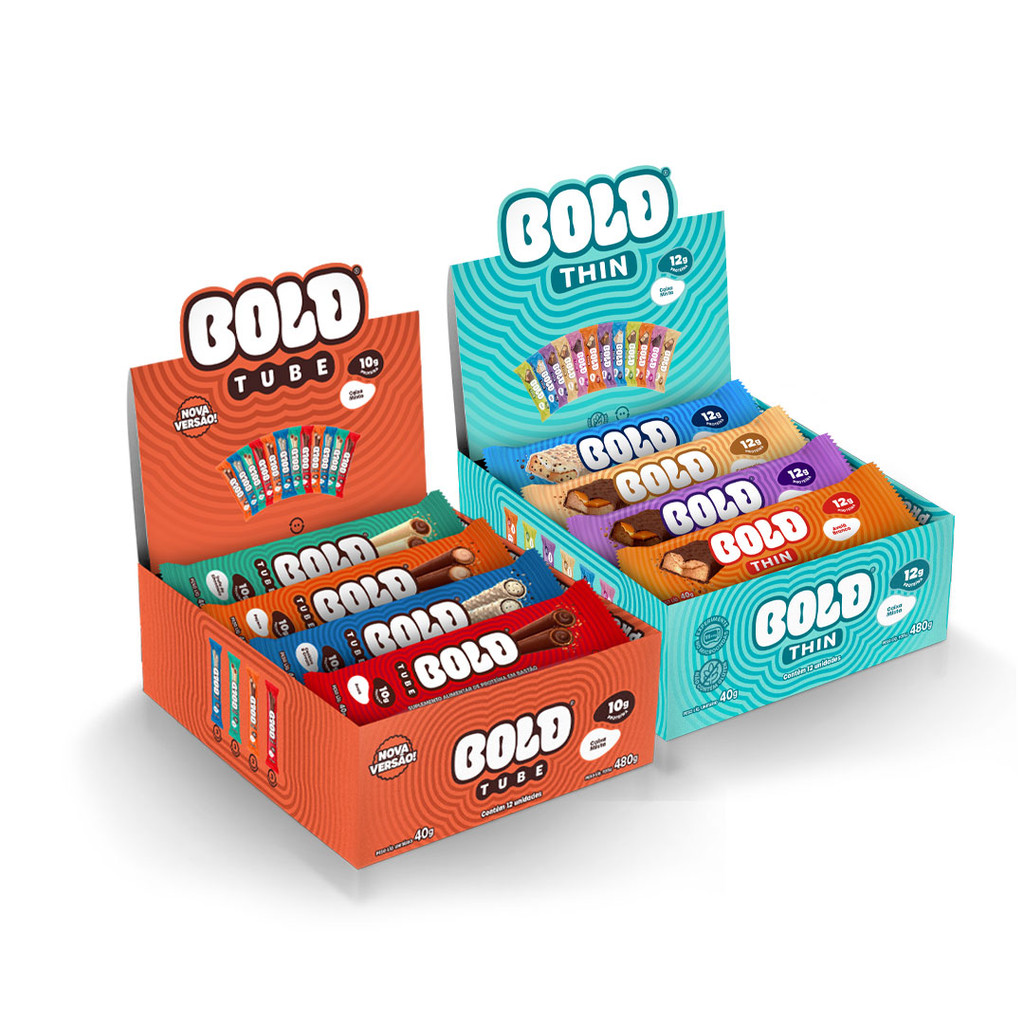 BOLD Snacks barra de proteína - Tube Mista + Thin Mista (2 Caixas C/ 12 unid.) - Food & Beverages