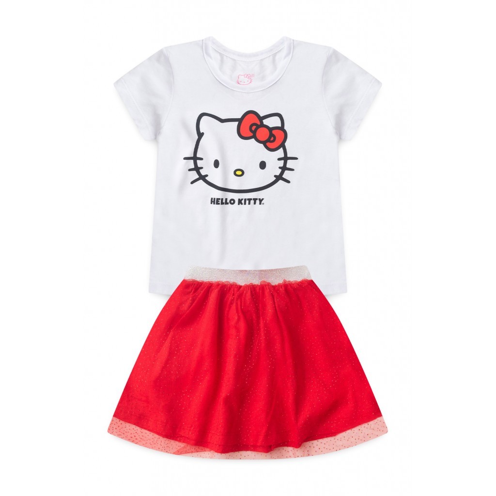 Conjunto Infantil Feminino Tule Detalhado - Hello Kitty - Baby & Kids Fashion