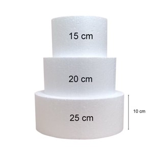 Bolo Fake Isopor 15x20x25 C/ 10cm Base Redonda 3 Andares em Oferta na Shopee