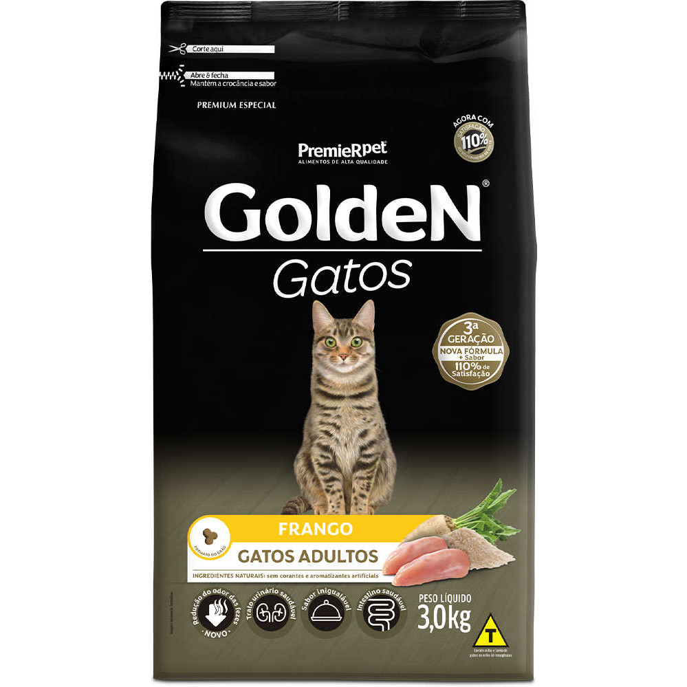 Ração 3kg Golden para Gatos Adultos Frango