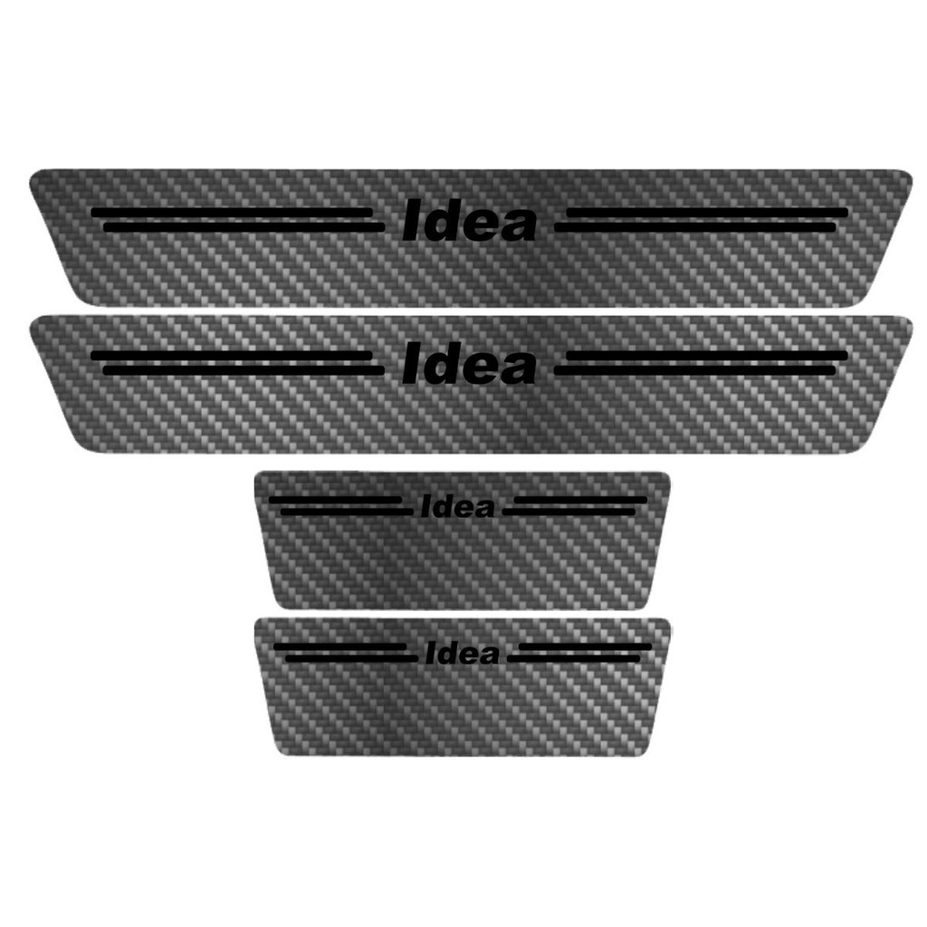 Kit Soleira Protetora Porta Premium Black Carbono - Idea