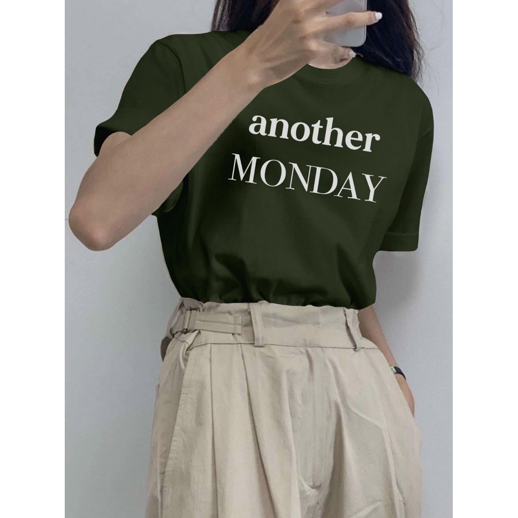 Camiseta Streetwear Oversized Blusa Feminina Alternativo Another Monday Aesthetic Colorido Verde