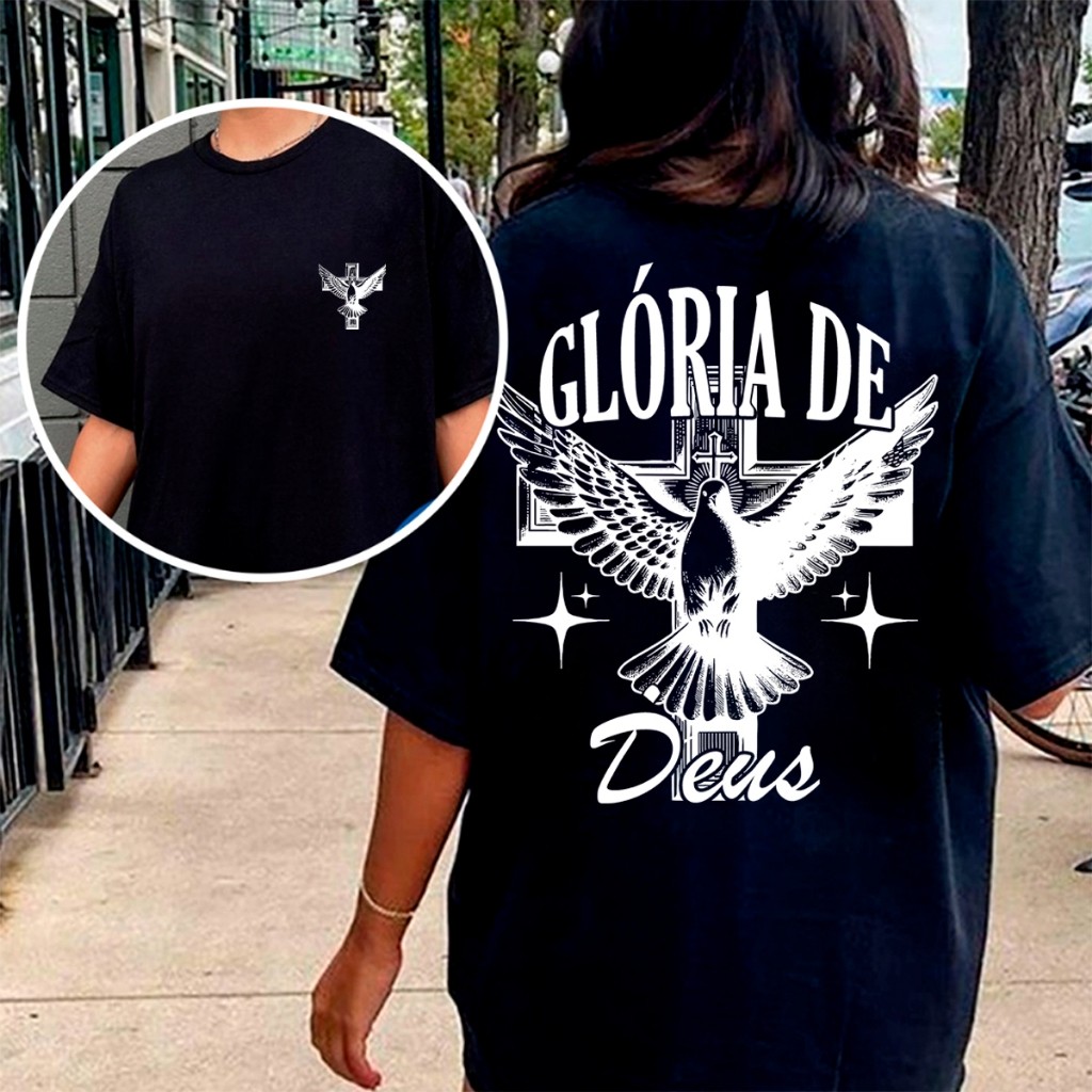 Camiseta Gospel Feminina Jesus Estampa Religiosa Streetwear Oversized  100% Algodão