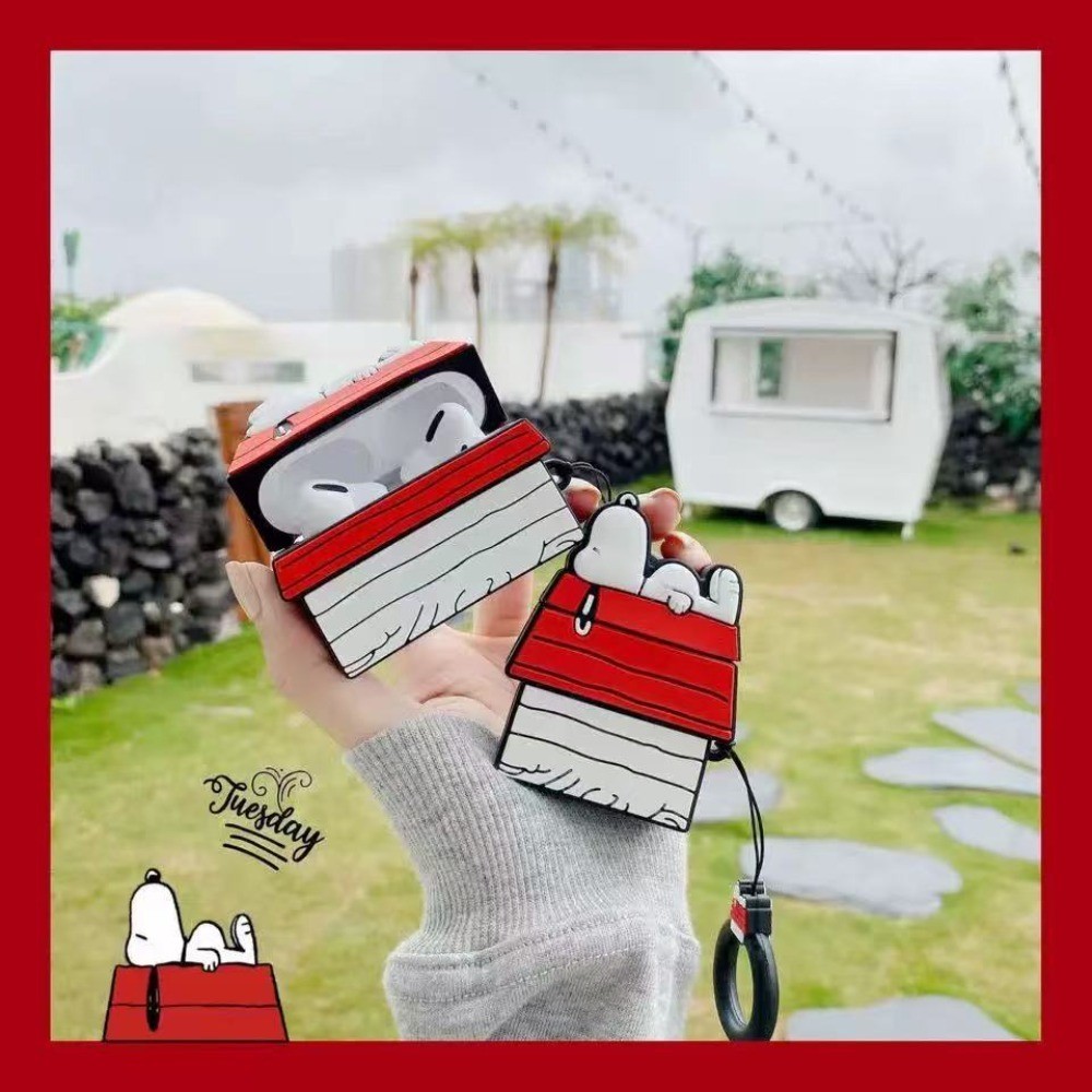 Snoopy House + Capa Pendente Para AirPods Pro/Pro2/4/3/2/1 Caixa De Fone De Ouvido De Silicone