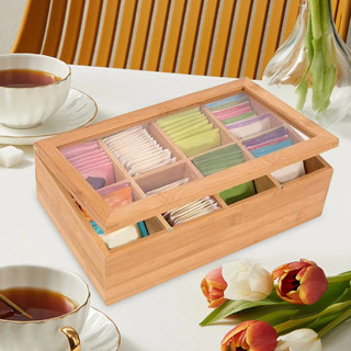 Organizador Porta Chá Sachê Bambu Caixa Decorativa Bijuterias 6/8 Divisórias Especiarias em Oferta na Shopee