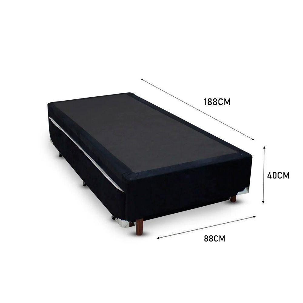 Detalhes do Cama Box Bicama Auxiliar Solteiro Suede Espuma 8cm 88x188x40 Preto