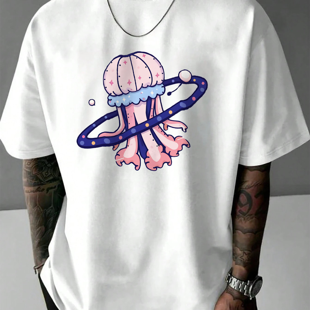 Camiseta Masculina Medusa com Anel Planetário Streetwear 2025 Novo
