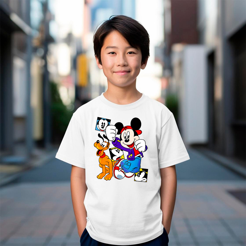 Camiseta Infantil Mickey Mouse e Pluto