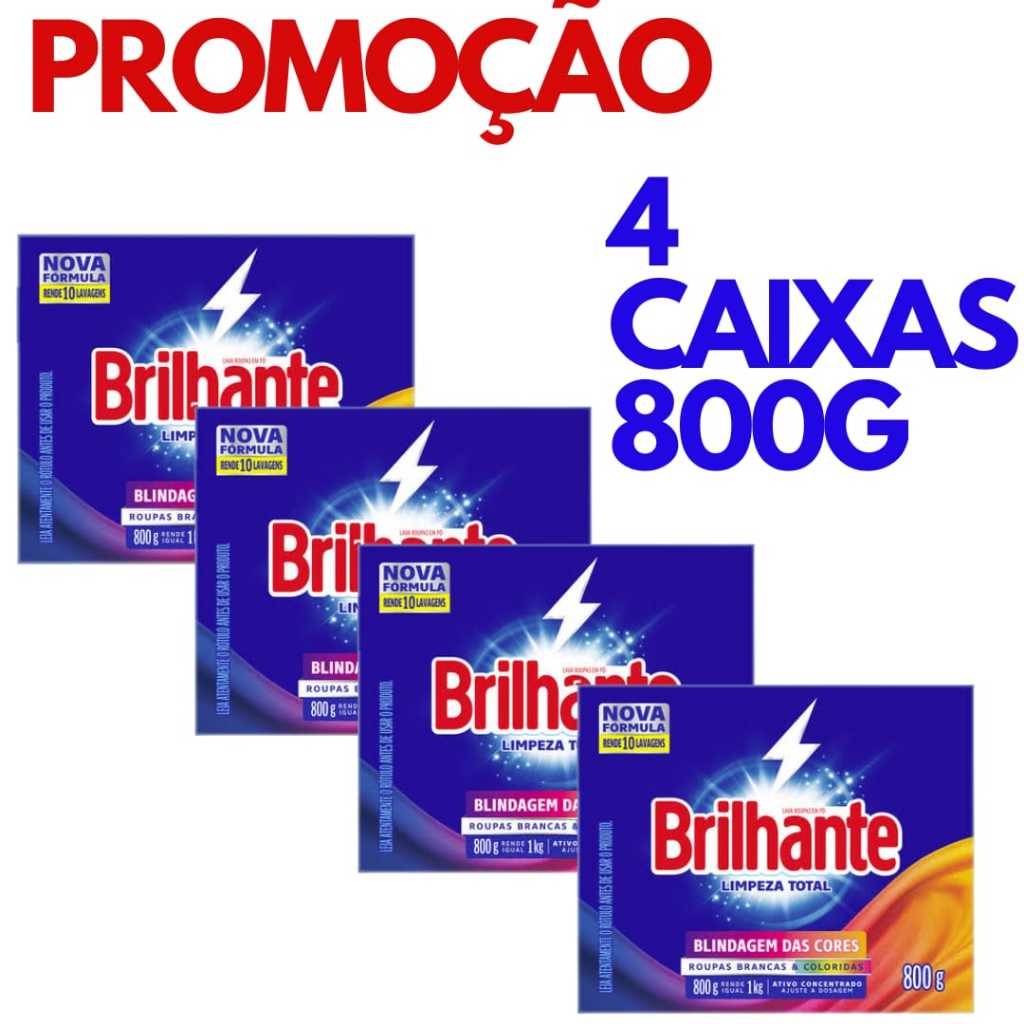 4 Caixas Sabão em Pó Brilhante 800g cada Lava Roupas Concentrado em Oferta na Shopee