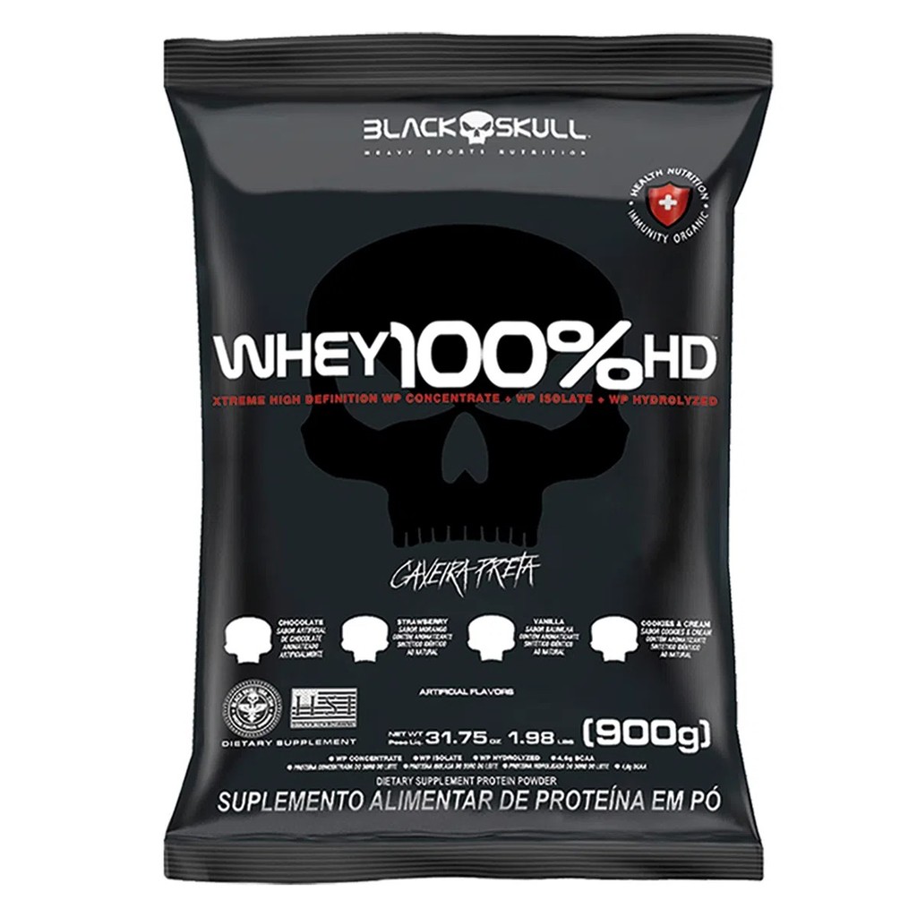 Saco Whey 100% HD Morango 900g - Black Skull