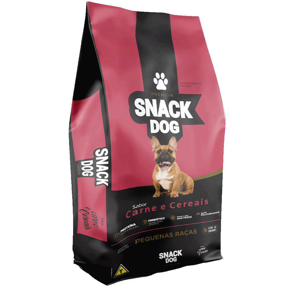 Ração Snack Dog Premium para Cães de Pequeno e Médio Porte Sabor Carne e Cereais 21% Proteínas 5kg