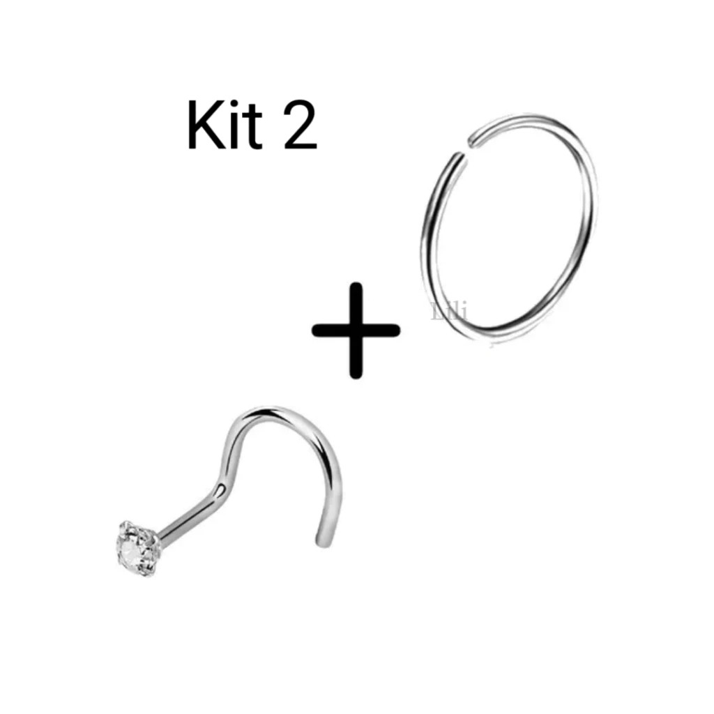 Kit piercing Ponto De luz Pequeno + Argola Fina Nariz Heliz em Oferta na Shopee