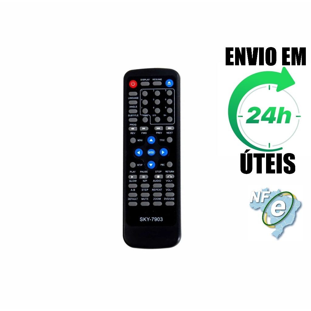 Controle Remoto Compatível com DVD CCE DVD-540USX / DVD-560USX / DVD-568USX em Oferta na Shopee